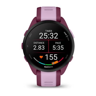 9. Zegarek sportowy Garmin Forerunner 165 Music AMOLED 43mm Berry Lilac