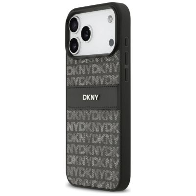 2. Etui DKNY Repeat Texture Pattern with Tonal Stripe na iPhone 17 Pro Max - czarne