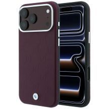 Etui BMW Sign Deboss Quilted Metal Logo MagSafe na iPhone 18 Pro / 17 Pro - bordowe