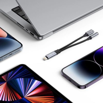 2. Kabel Tech-Protect UltraBoost Lightning (męski) / mini jack 3.5mm (żeński) - Lightning (żeński) - czarny
