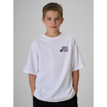 T-shirt loose z nadrukiem chłopięcy 4F 4FJRSS26TTSHM4277-10S