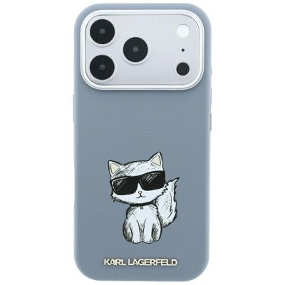 3. Etui Karl Lagerfeld Smooth Choupette Sketch MagSafe do iPhone 18 Pro / 17 Pro - jasnoniebieske