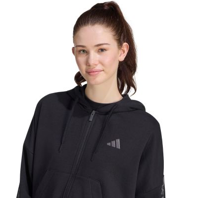 4. Bluza damska adidas Seasonal Essentials Animal Print 3-Stripes Full-Zip Hooded czarna KS8002