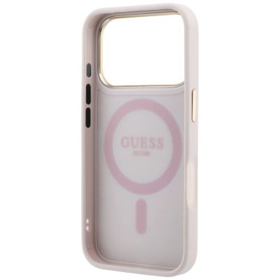 7. Etui Guess Ring Stand 360 4G Classic Logo MagSafe na iPhone 17 Pro Max / 18 Pro Max - różowe