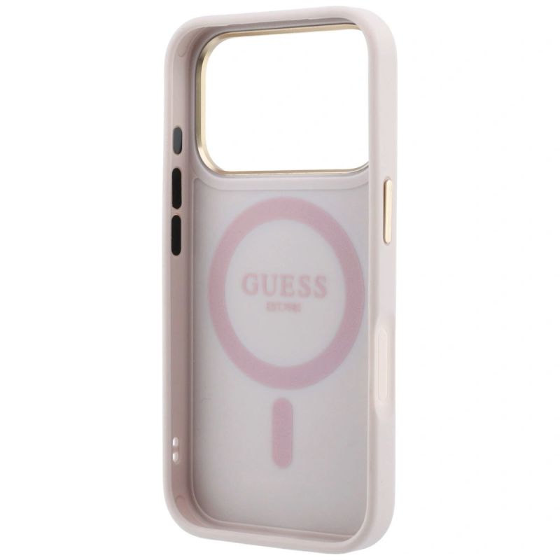 7. Etui Guess Ring Stand 360 4G Classic Logo MagSafe na iPhone 17 Pro Max / 18 Pro Max - różowe