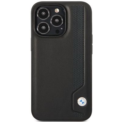 3. Etui BMW Leather Blue Dots na iPhone 14 Pro Max - czarne