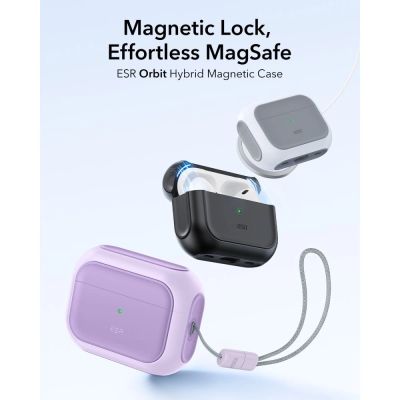 2. Etui ESR Orbit Halolock MagSafe na AirPods Pro - fioletowe