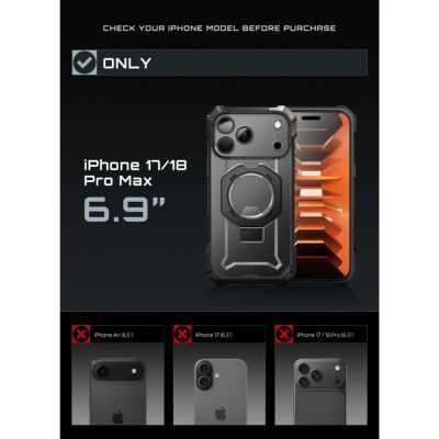 5. Etui Supcase UB Grip Mag MagSafe na iPhone 18 Pro Max / 17 Pro Max - czarne
