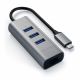 2. Satechi Aluminium Hub 2in1 - aluminiowy Hub do laptopów i komputerów stacjonarnych USB-C (3x USB-A, Ethernet) (space gray)