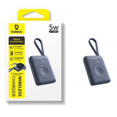 6. Powerbank Baseus EnerFill FW11 5W do Apple Watch z wbudowanym kablem - czarny
