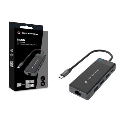 4. Conceptronic DONN14G stacja dokująca Przewodowa USB 3.2 Gen 1 (3.1 Gen 1) Type-C Szary