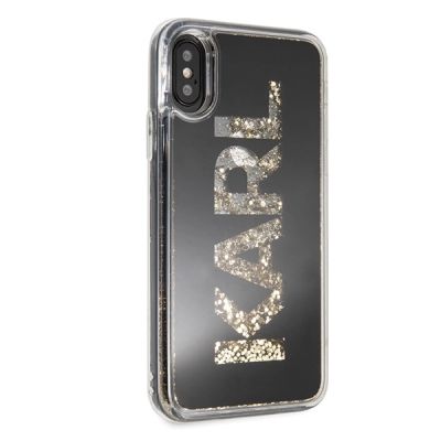 5. Etui Karl Lagerfeld Karl logo Glitter na iPhone X / Xs - czarne