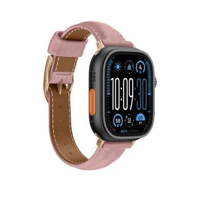 3. Skórzany pasek AMAZINGTHING Class Band do Apple Watch 45 / 46 / 49 mm - różowy