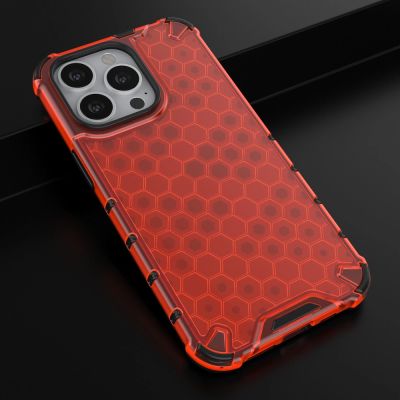 14. Honeycomb etui pancerny pokrowiec z żelową ramką iPhone 13 Pro czerwony