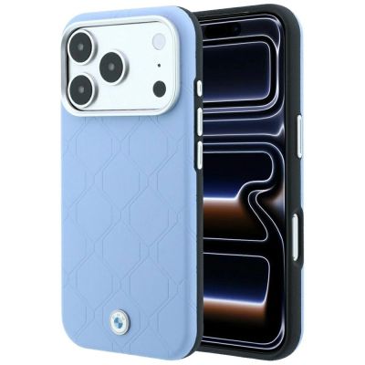 Etui BMW Sign Deboss Quilted Metal Logo MagSafe na iPhone 18 Pro Max / 17 Pro Max - niebieskie