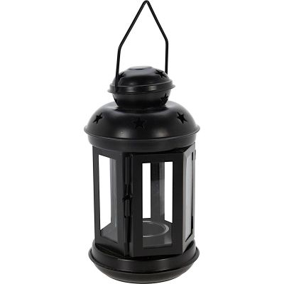 2. ŚWIECZNIK NA TEA LIGHT LATARENKA 20CM CZARNA