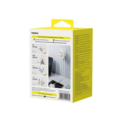 4. Adapter podróżny Baseus EnerCore CG11 70W 6w1 ze zwijanym kablem USB-C - biały