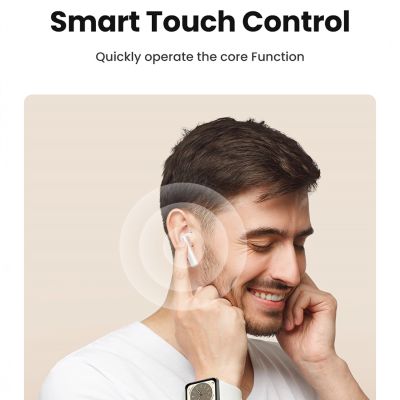 7. Słuchawki bezprzewodowe Ugreen HiTune T6 z funkcją ANC + kabel USB-A - USB-C - białe