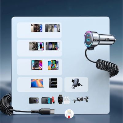 10. Ładowarka samochodowa 3w1 Joyroom JR-CL07 72W z kablem USB-C 1.6m – czarna