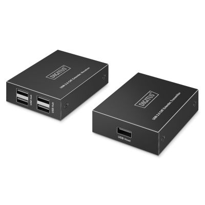 5. Przedłużacz (extender) po skrętce kat.6 USB 2.0 do 150m, 4x USB-A do 480 Mbps, 1x RJ45 (Gigabit Ethernet) - zestaw (odbiornik/nadajnik)