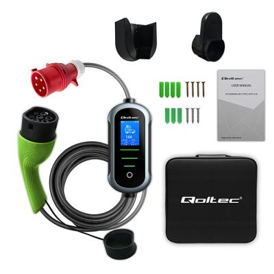 8. Qoltec Mobilna ładowarka do samochodu elektrycznego EV i hybryd z regulacją 2w1 Typ2 | 22kW | 400V | CEE 32A | Wi-fi | TUYA | SMART LIFE | LCD | Przenośna | Wallbox | 7m
