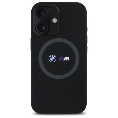 3. Etui BMW M Silicone Printed Ring MagSafe na iPhone 16 - czarne