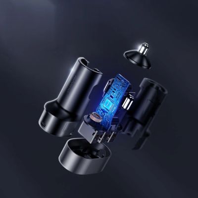 9. Joyroom szybka ładowarka samochodowa 5x USB 6,2 A z przedłużaczem czarny (JR-CL03)