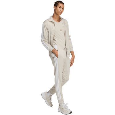 6. Spodnie męskie adidas 3-Stripes Tricot Regular Tapered beżowe JY7721