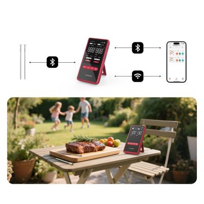 4. Termometr kuchenny Meatmeet X Pro z aplikacją Bluetooth/WiFi do grilla piekarnika wędzarni - czarny