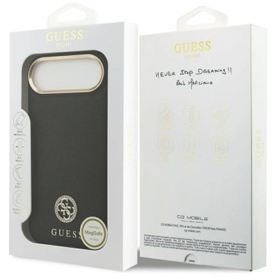 8. Etui Guess Grained Strass Logo MagSafe na iPhone Air - czarne