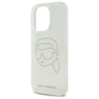 6. Etui Karl Lagerfeld IML Rhinestones Karl Head na iPhone 16 Pro - przezroczyste