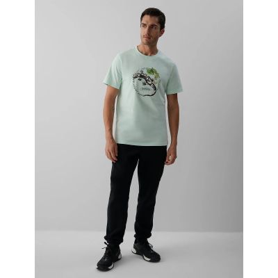 4. T-shirt regular z nadrukiem męski 4F 4FKAW26TTSHM4474-47S