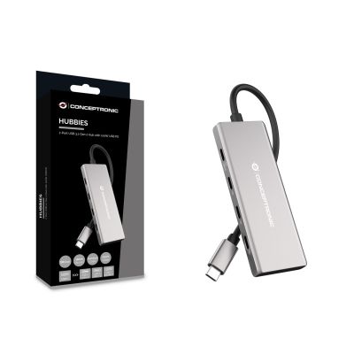 4. Conceptronic HUBBIES17G huby i koncentratory USB 3.2 Gen 2 (3.1 Gen 2) Type-C 10000 Mbit/s Szary