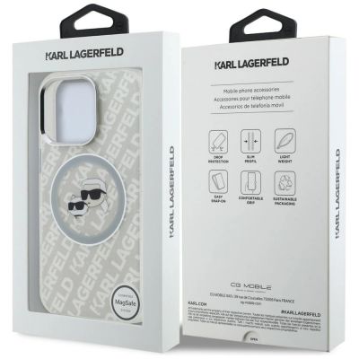 8. Etui Karl Lagerfeld IML Glitter Karl & Choupette Heads Logo MagSafe na iPhone 16 Pro - szare