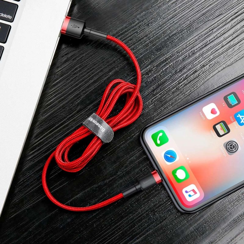 8. Kabel Baseus Cafule USB-A / Lightning 1.5A QC 3.0 2 m - czerwony