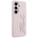 4. Etui Karl Lagerfeld Grained Signature Metal Resin Logo na Samsung Galaxy S26 - różowe