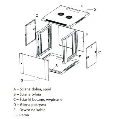 18. Extralink - szafka wisząca  4U 10" kolor szary
