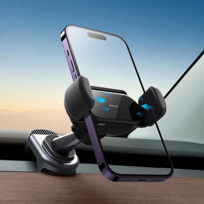 9. Uchwyt samochodowy elektryczny z panelem słonecznym do Tesla Model 3 / Y Baseus T-Space - czarny