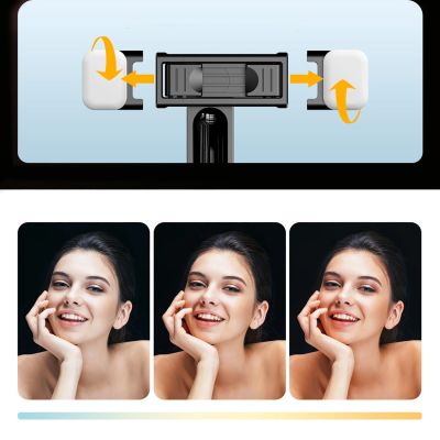 17. Selfie stick WC13YDS teleskopowy tripod 1.3m z podwójną lampą i uchwytem na telefon - czarny