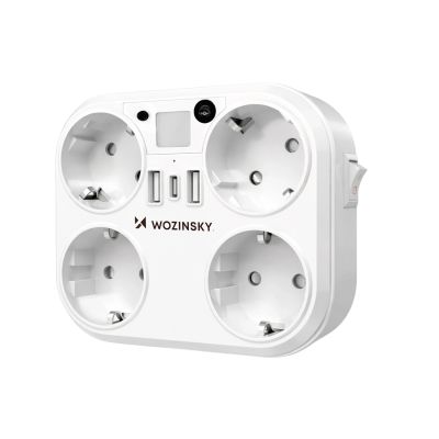 Rozgałęźnik sieciowy Wozinsky WRS-2B 4x AC 2x USB-A 2x USB-C 4000 W z lampką - biały