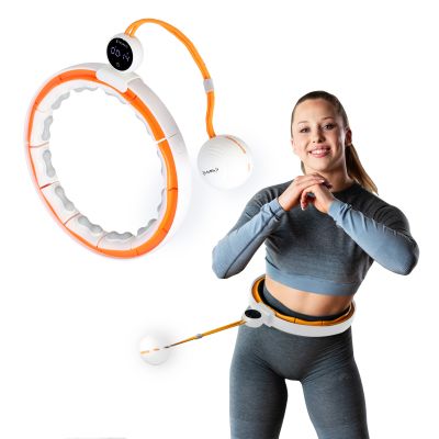 2. HHM21 HULA HOP WHITE/ORANGE Z MAGNESAMI, WYPUSTKAMI TPE I OBCIĄŻNIKIEM + LICZNIK HMS