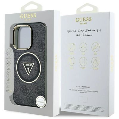 8. Etui Guess IML Metal Glitter 4G Circle Triangle MagSafe na iPhone 16 Pro - czarne