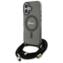 Etui Guess Crossbody Cord Script MagSafe na iPhone 16 - czarne