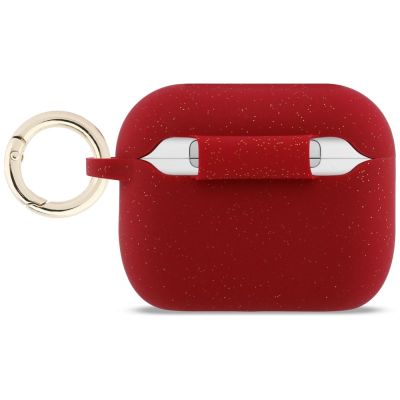 2. Etui Guess Silicone Glitter Ring na AirPods Pro 3 - czerwono-brokatowe