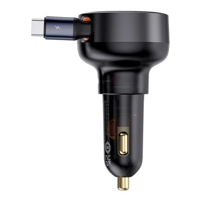 2. Ładowarka samochodowa Baseus Enjoyment Pro USB-C (żeńskie) / USB-C (męskie) 60W - czarna
