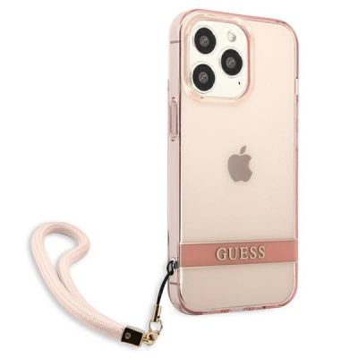 4. Etui Guess Translucent Strap na iPhone 13 Pro / 13 6,1" - różowe