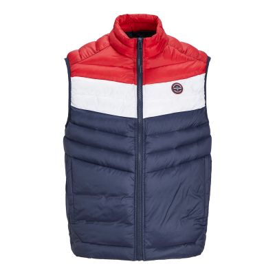 2. Kamizelka bezrękawnik Jack&Jones Jjespring Bodywarmer Collar Noos M 12258457NavyBlazerWHITE/TRUEREDBLOC