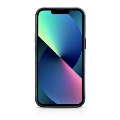 3. iCarer Oil Wax Premium Leather Case skórzane etui iPhone 14 Plus magnetyczne z MagSafe ciemnoniebieski (WMI14220703-BU)