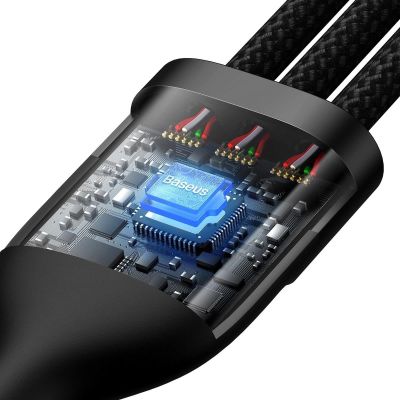 4. Baseus Flash Series II kabel USB Typ C / USB Typ A - USB Typ C / Lightning / micro USB 100 W 1,2 m czarny (CASS030101)