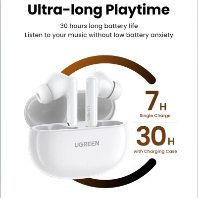 6. Słuchawki bezprzewodowe Ugreen HiTune T6 z funkcją ANC + kabel USB-A - USB-C - białe